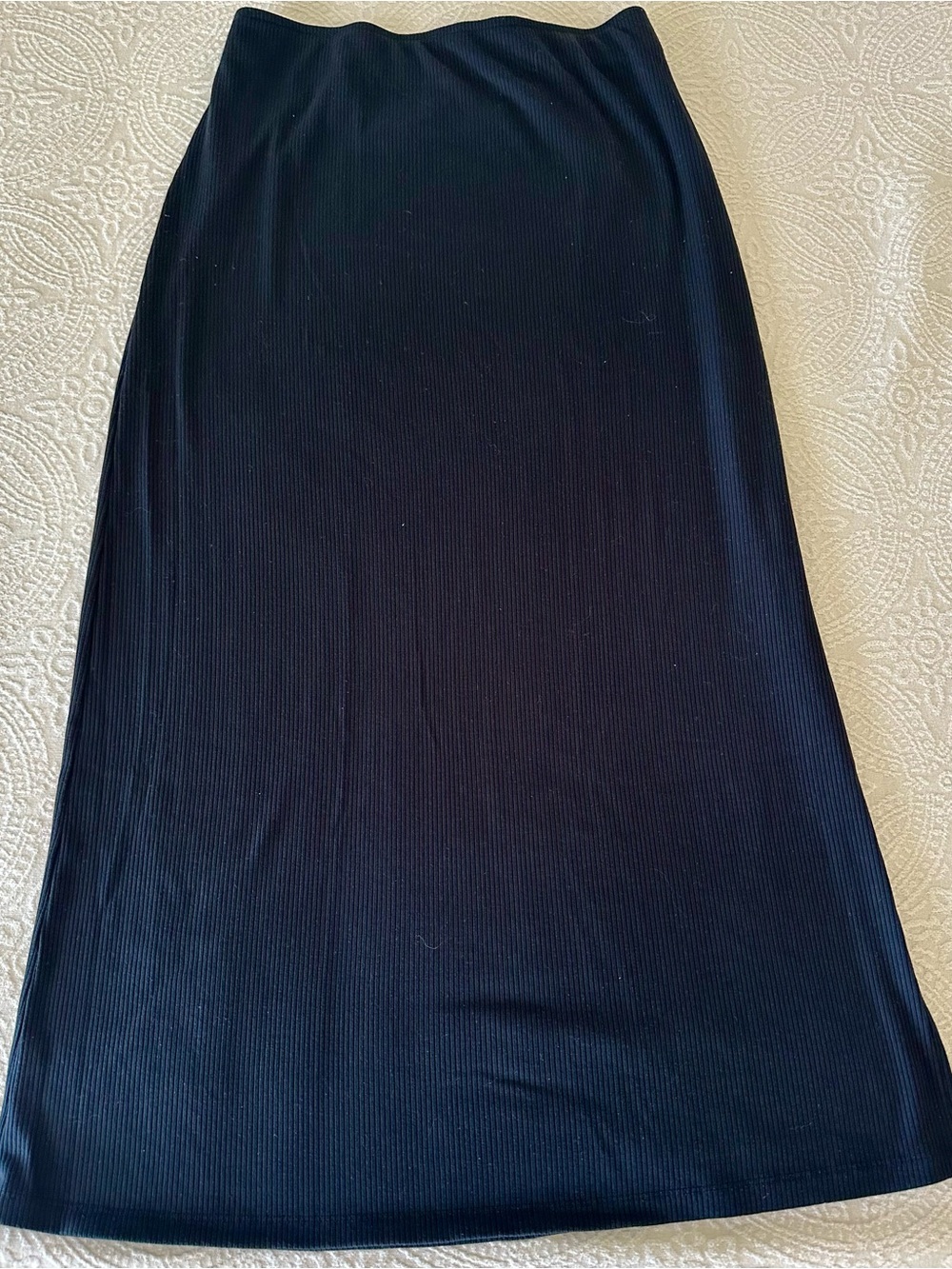 American Eagle Ribbed Black Straight Maxi Pencil Skirt Medium Large
